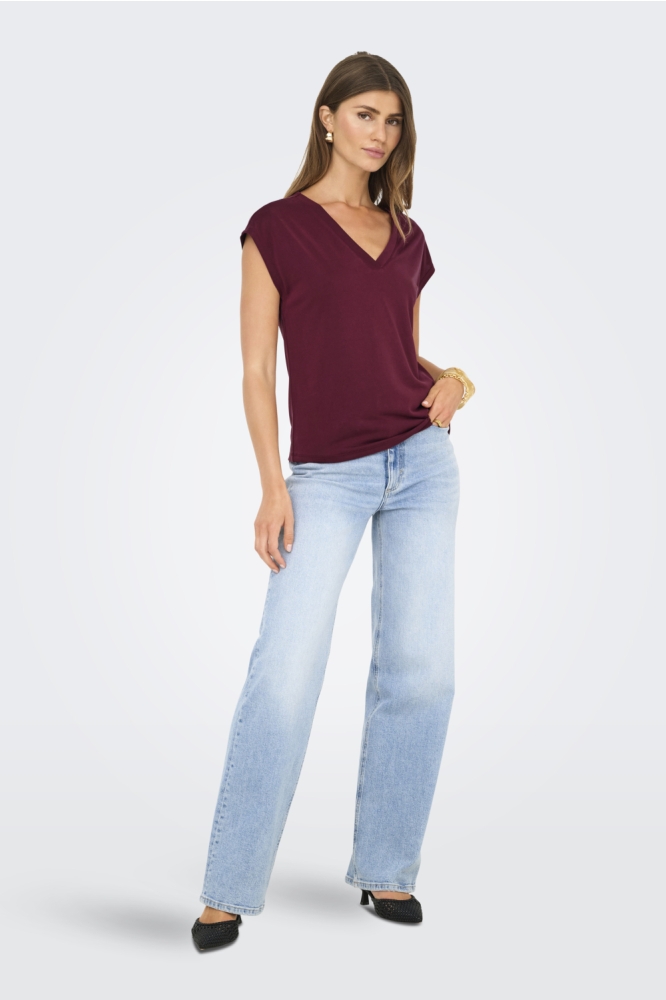 ONLFREE LIFE S/S MOD.V-NECK TOP JRS 15287041 Tawny Port